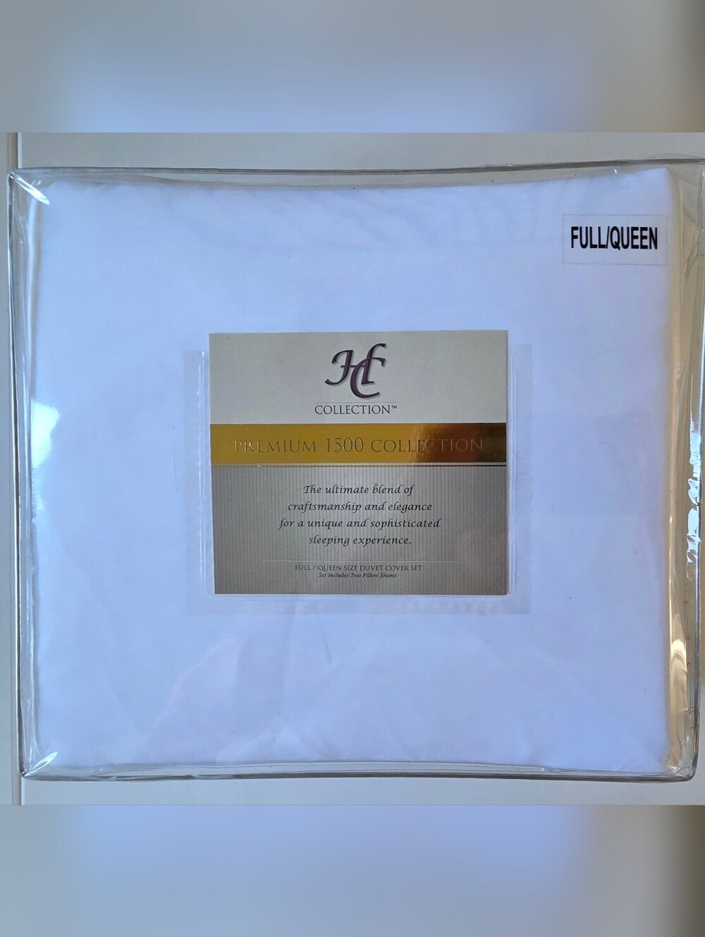 NWT ~ HC COLLECTION White Luxury Duvet Cover Set ~ 2 Shams Included ~ Full Queen - Picture 2 of 5